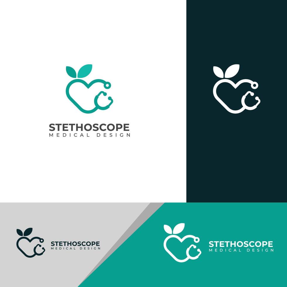 creativo stetoscopio medico logo Salute verifica attrezzo. vettore