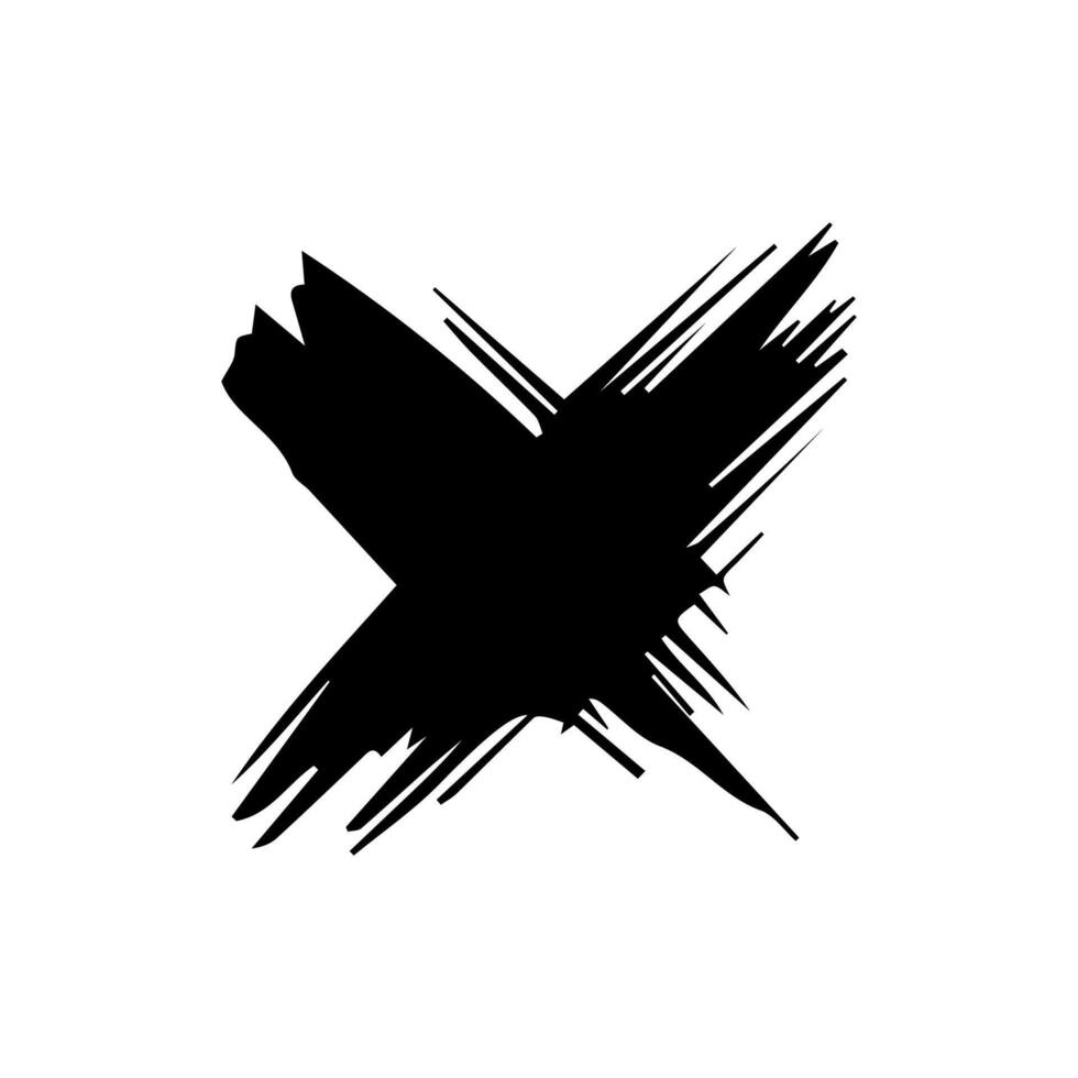 grunge lettera X disegnato a mano con spazzola vettore