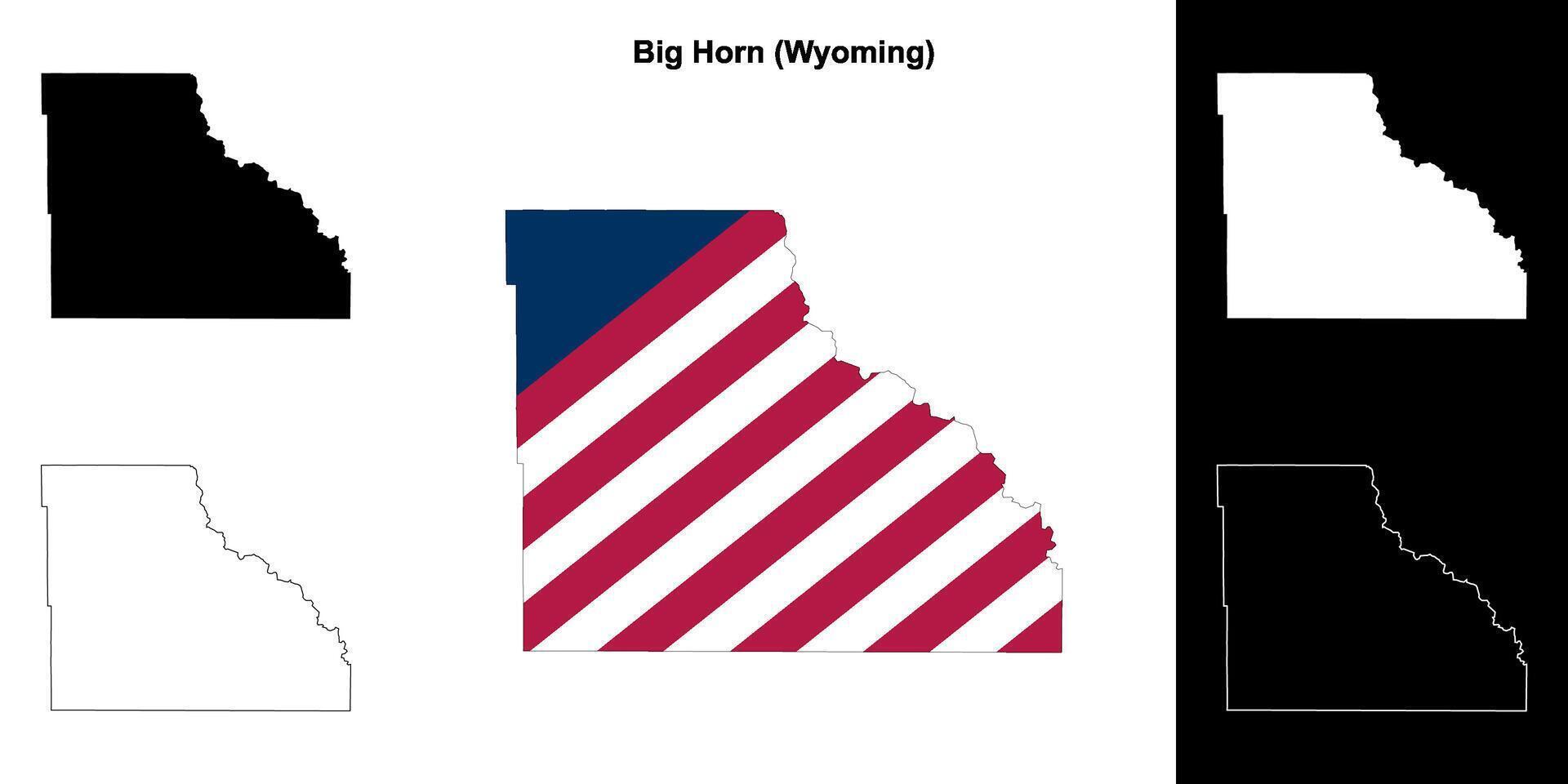 grande corno contea, Wyoming schema carta geografica impostato vettore