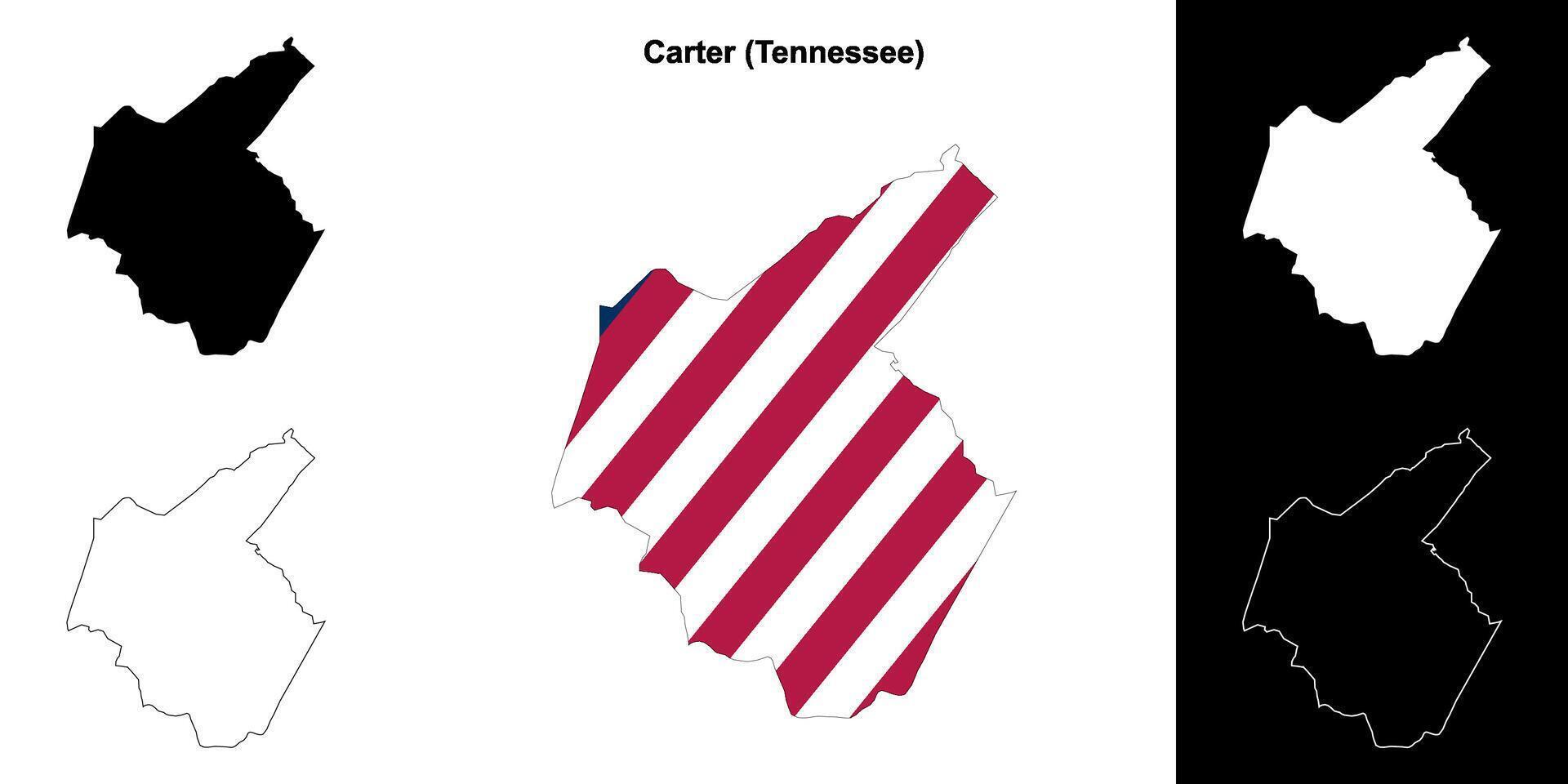 carrettiere contea, Tennessee schema carta geografica impostato vettore