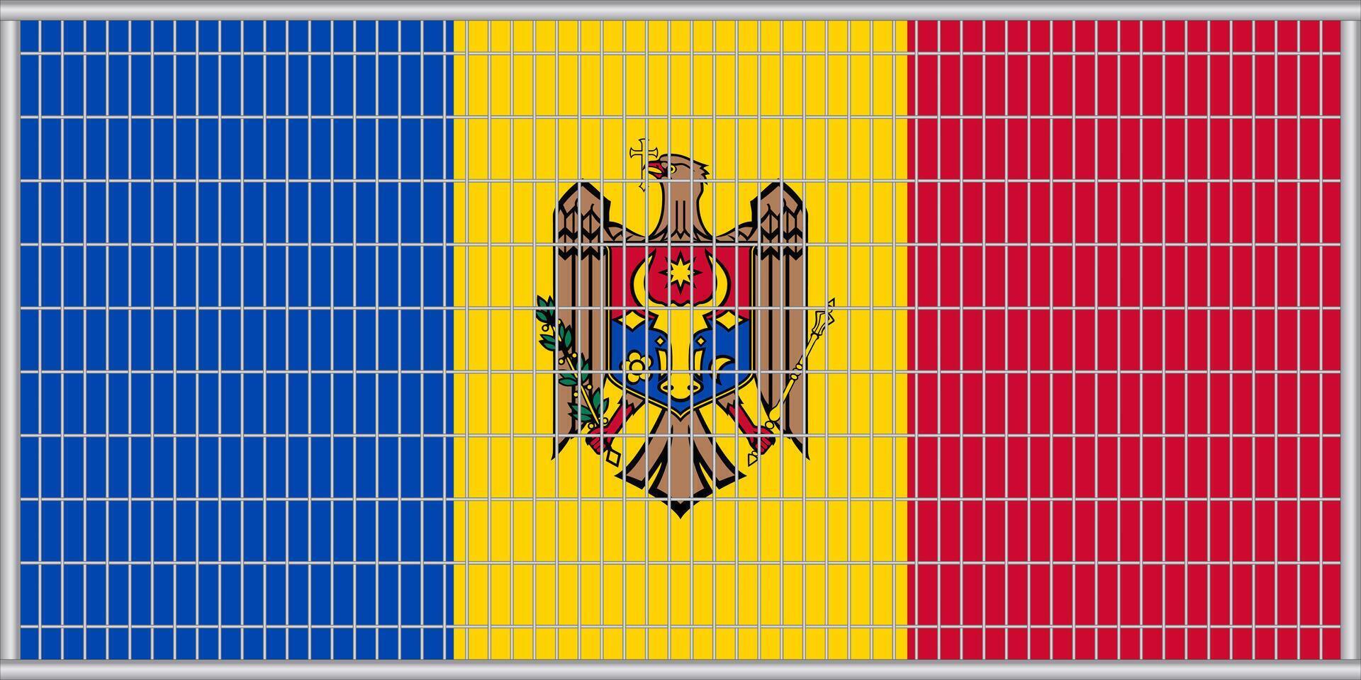 illustrazione di il bandiera di moldova sotto il reticolo. il concetto di isolazionismo. no guerra. vettore