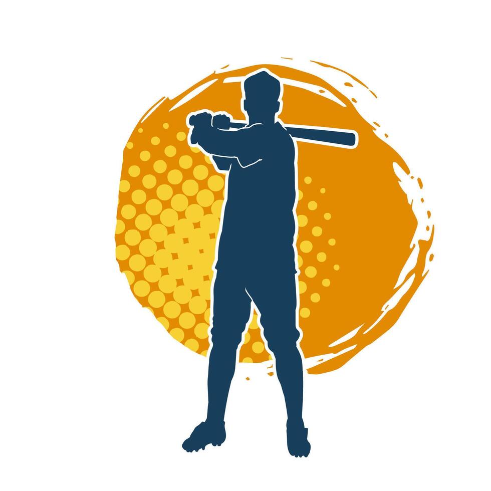 silhouette di un' maschio baseball pastella giocatore nel azione posa. silhouette di un' uomo atleta giocando baseball sport come un' pastella. vettore