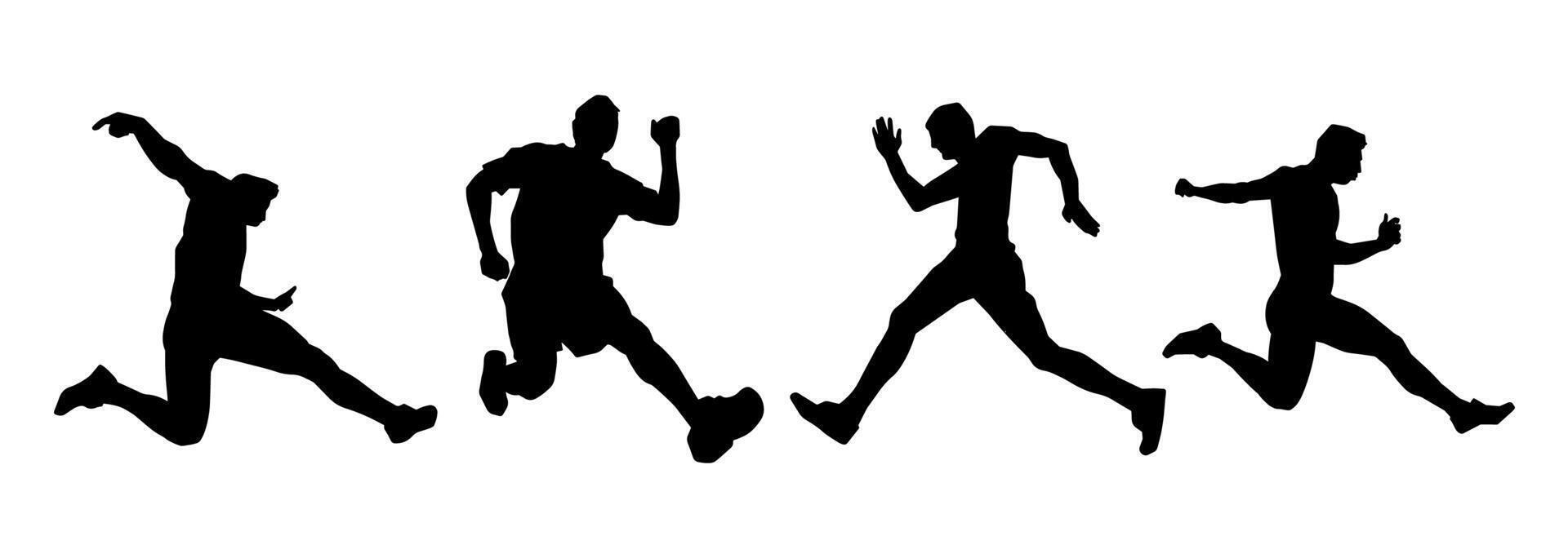 silhouette di un' sportivo sottile maschio nel in esecuzione posa. silhouette di sportivo uomo fare jogging. vettore