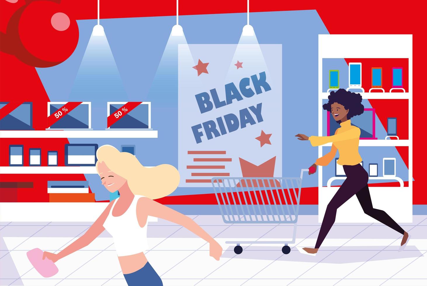 gruppo di persone nel giorno del black friday vettore