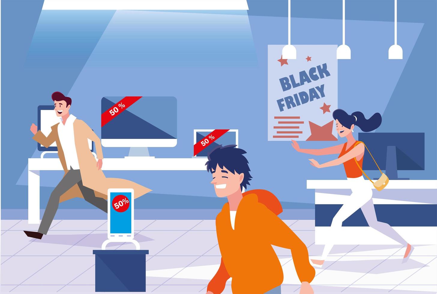 gruppo di persone nel giorno del black friday vettore