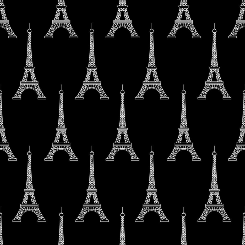 eiffel Torre modello nero e bianca. Francia nazionale punto di riferimento. senza soluzione di continuità sfondo. mano disegnato schema francese simbolo. vettore