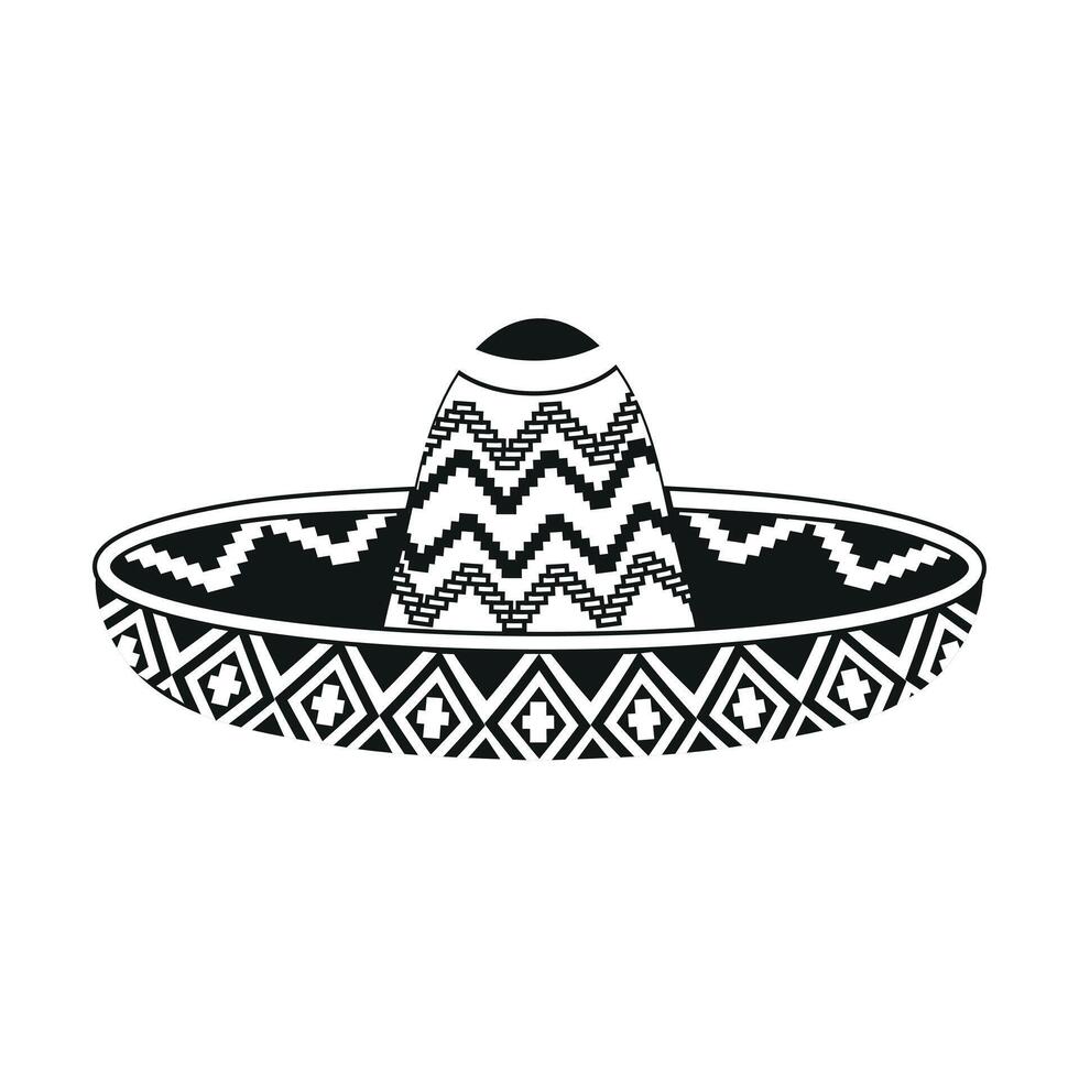 sombrero. messicano cappello nero icona. cinco de mayo simbolo. piatto logo isolato su bianca. illustrazione. vettore