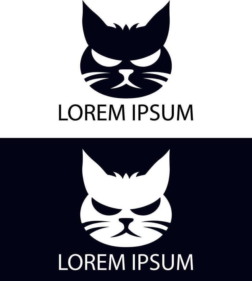 arrabbiato gatto simbolico logo design per azienda o marchio, illustrazione vettore