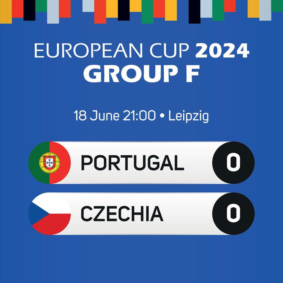 Portogallo vs Repubblica Ceca europeo calcio campionato gruppo f incontro tabellone segnapunti bandiera Euro Germania 2024 vettore