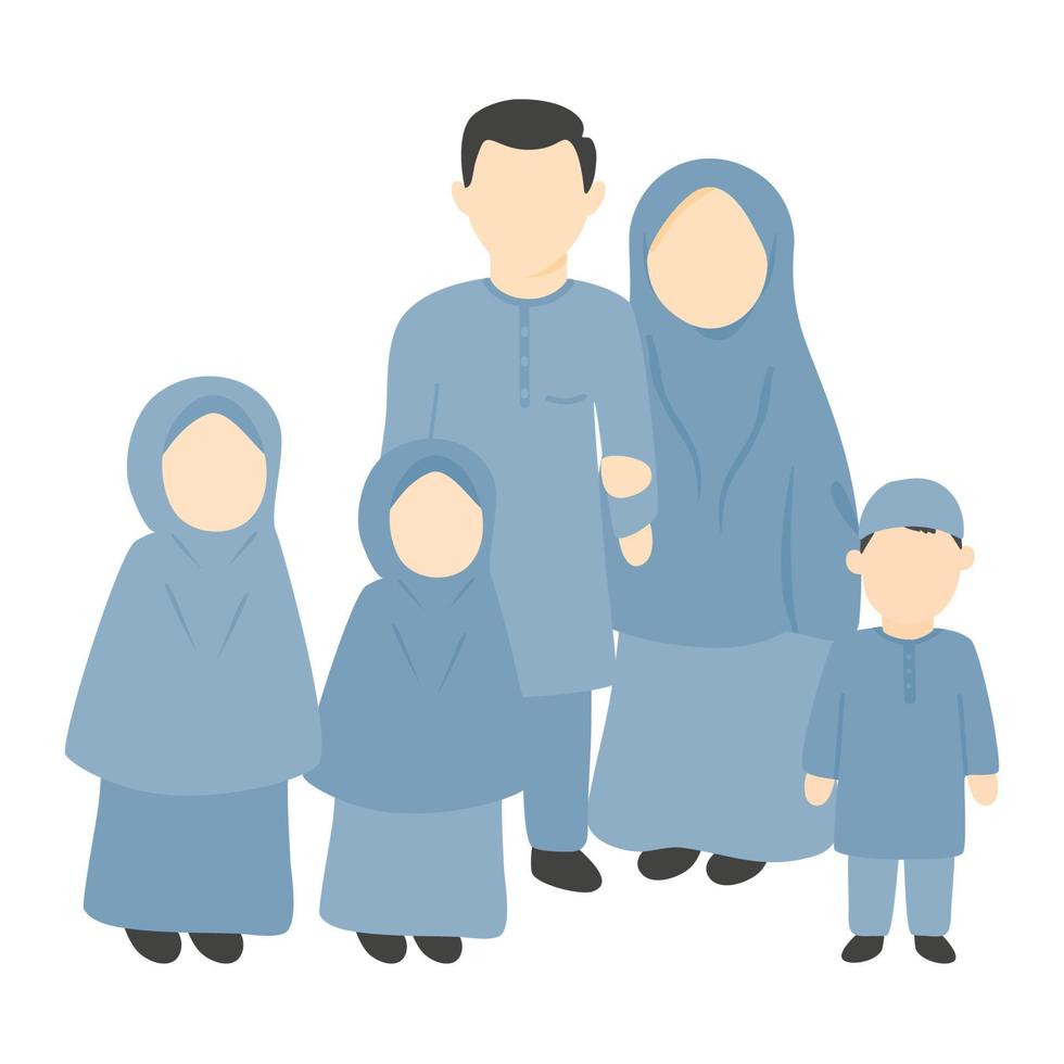 felice famiglia musulmana vettore
