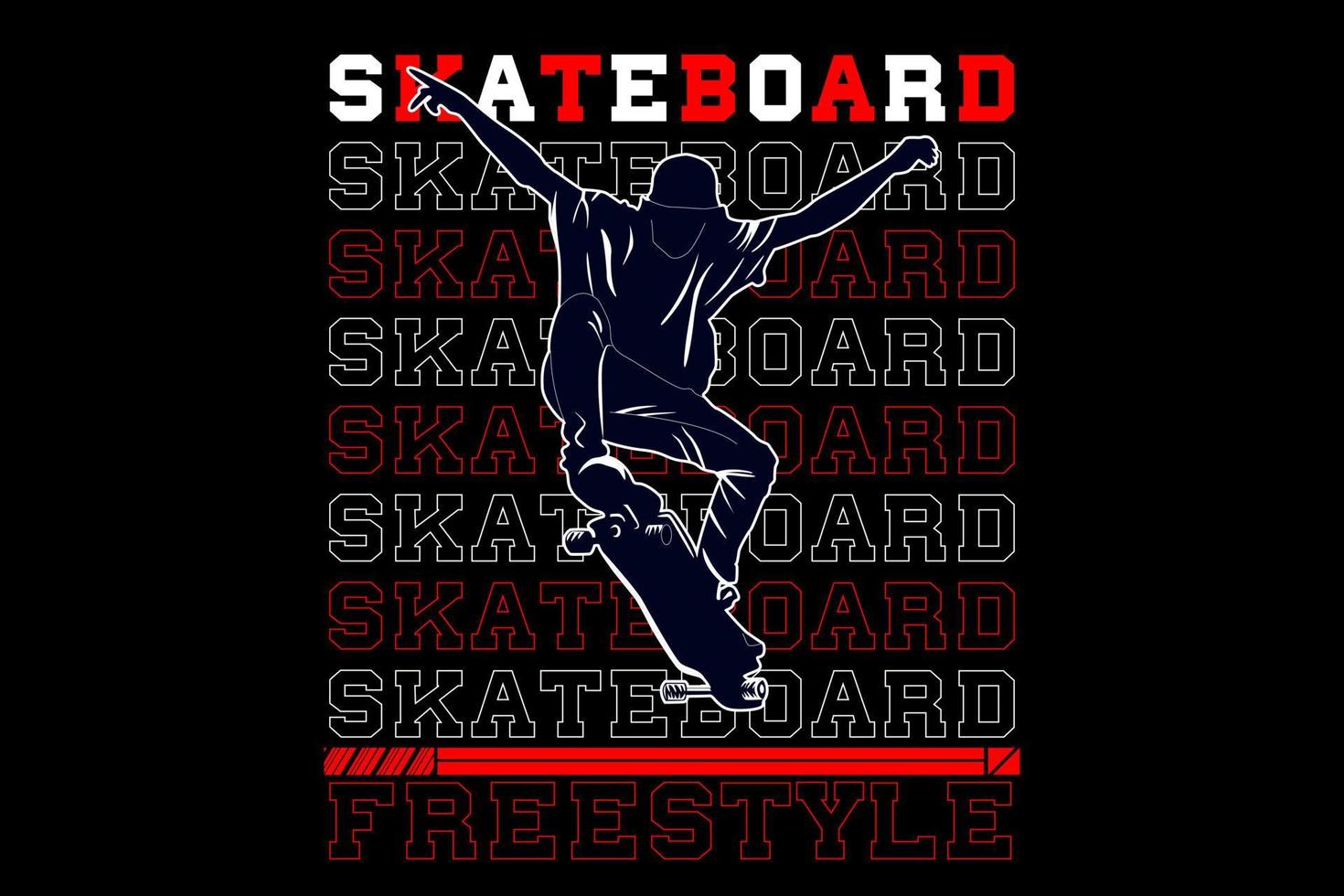 skateboard freestyle mockup design retrò vintage vettore