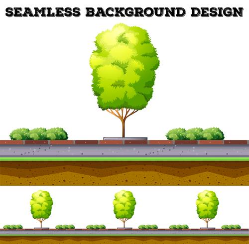 Sfondo senza soluzione di continuità con l&#39;albero sulla strada vettore