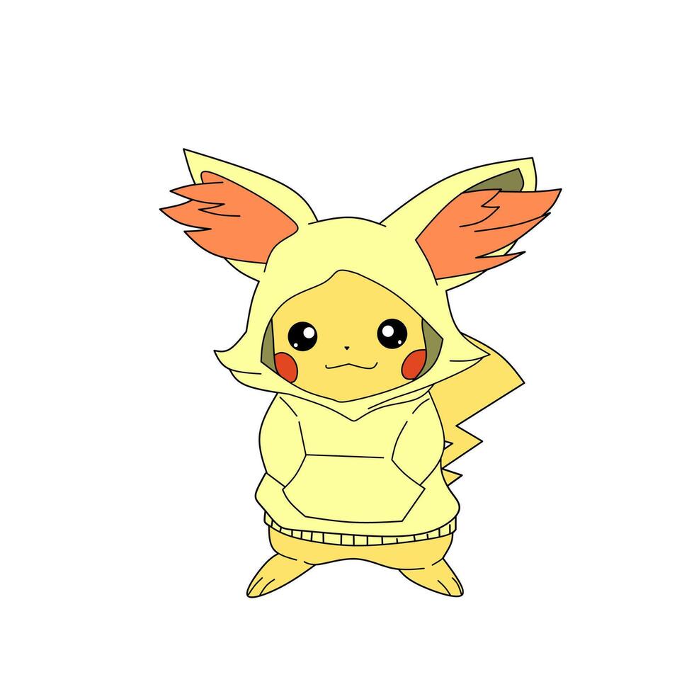 Pokemon personaggio Pikachu indossare giallo felpa giacca vettore