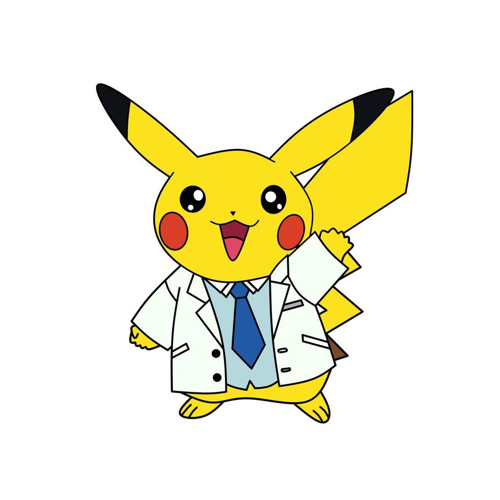 Pokemon personaggio Pikachu Sorridi medico costume vettore