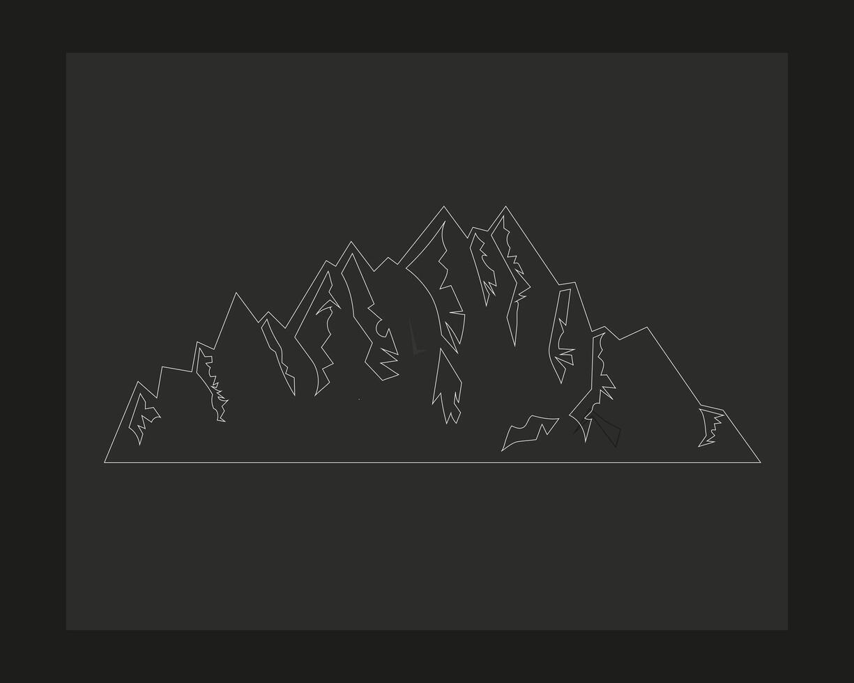 un' disegno di un' montagna con un' montagna nel il sfondo. vettore