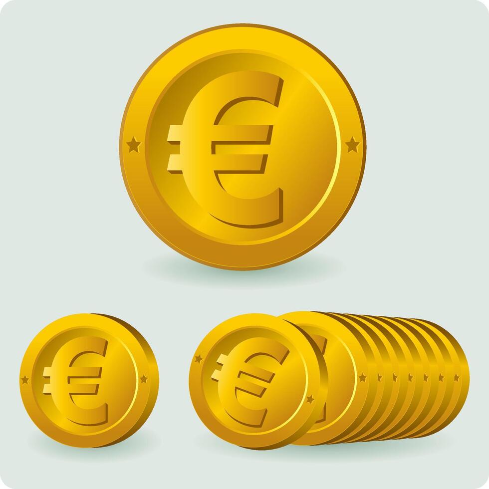 Euro monete europeo moneta simbolo. oro i soldi moneta. illustrazione vettore
