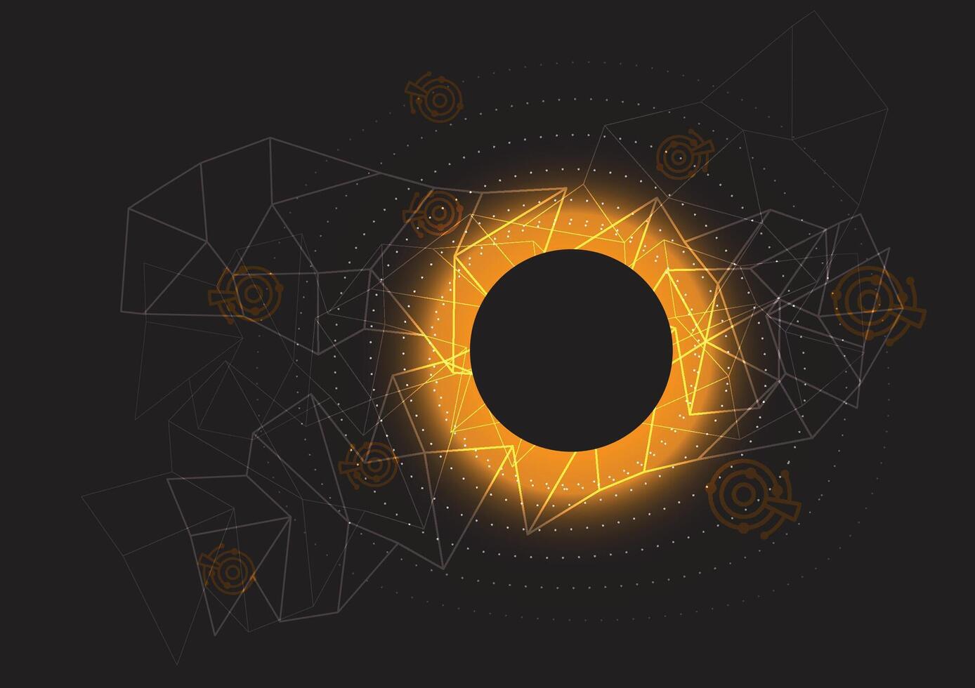 astratto raggiante cerchio futuristico e Rete connessione sfondo. illustrazione. circolare Tech scienza globale. hi-tech sfondo squillare sfera modello vettore