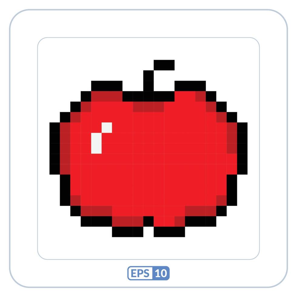 Mela frutta pixelazione icona. mela, frutta colore pixelazione simbolo vettore
