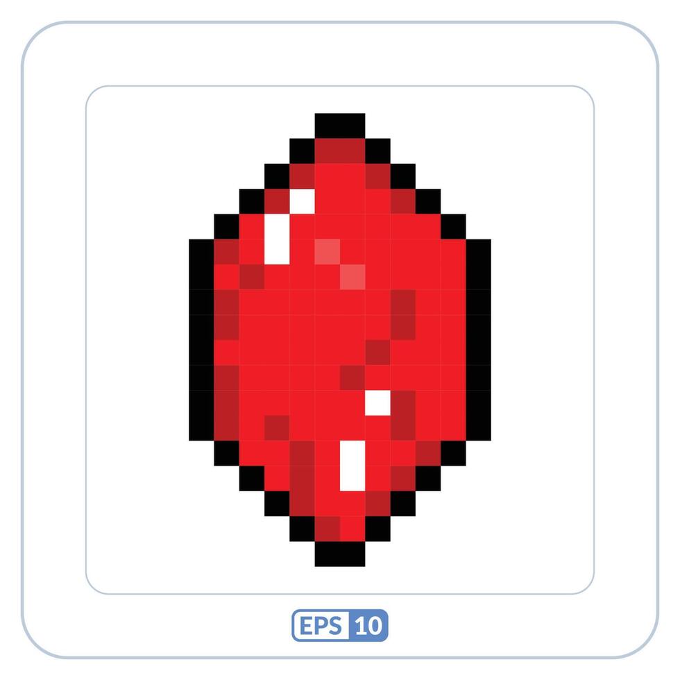 rosso pietra preziosa pixelazione icona. gemme rosso colore pixelazione simbolo vettore