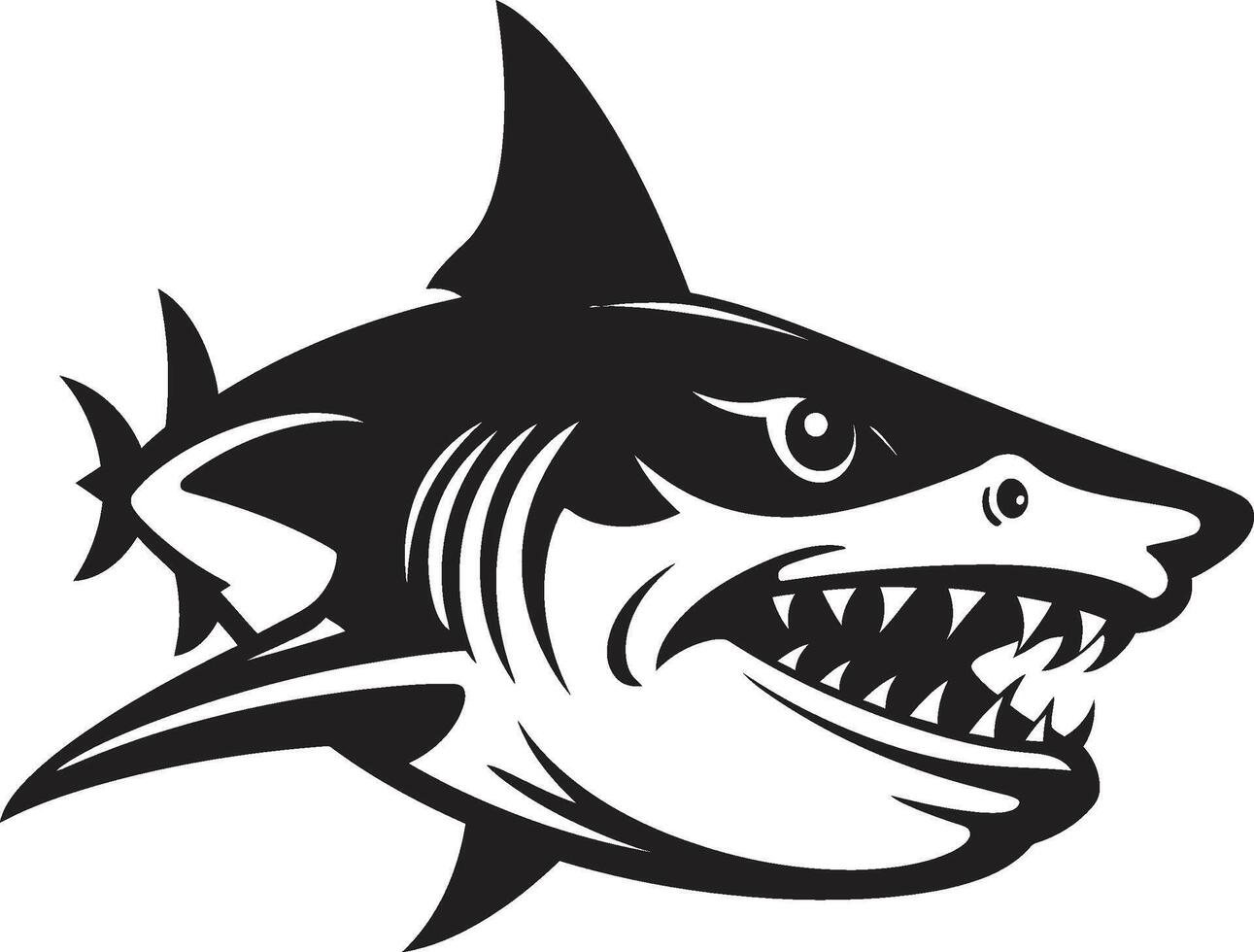 subacqueo custode elegante nero squalo nel elegante predatore nero per dinamico squalo vettore