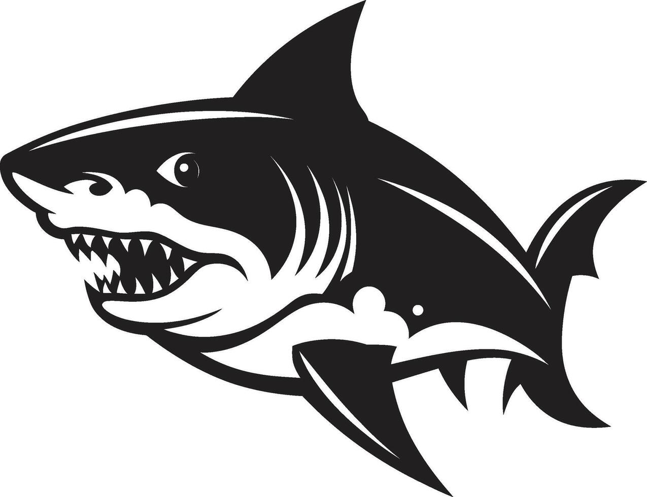 oceanico vigilanza nero circuito integrato squalo emblema silenzioso cacciatore elegante per nero squalo vettore