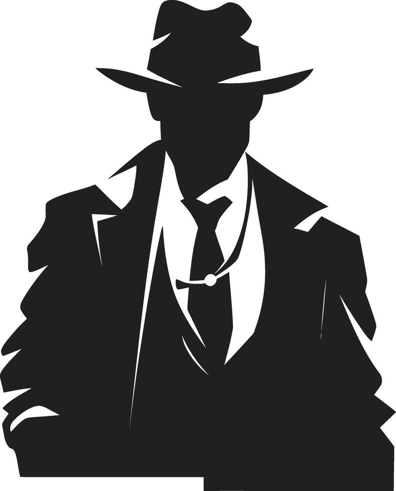 elegante enforcer insegne completo da uomo e cappello simbolo mafia monogramma completo da uomo e cappello emblema vettore