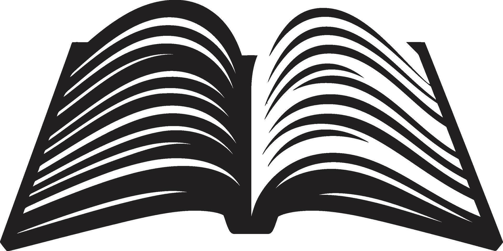 elegante libro pagine buio logo per un' travolgente marca Immagine lettura Esperienza svelato elegante nero icona con Aperto libro design vettore