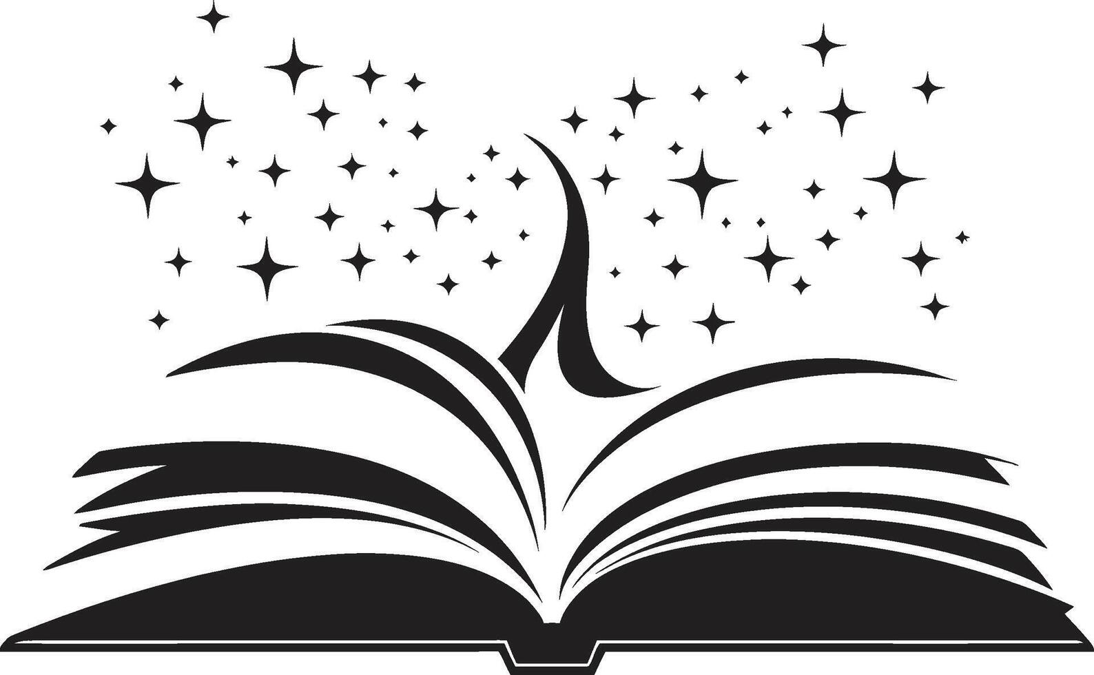 letterario essenza contemporaneo nero logo con elegante Aperto libro design saggezza scatenato minimalista noir emblema per un' Impressionante Guarda vettore