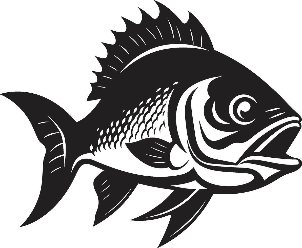 feroce pinne icona elegante illustrazione per un' moderno Guarda noir piranha attacco buio icona con intricato piranha design vettore