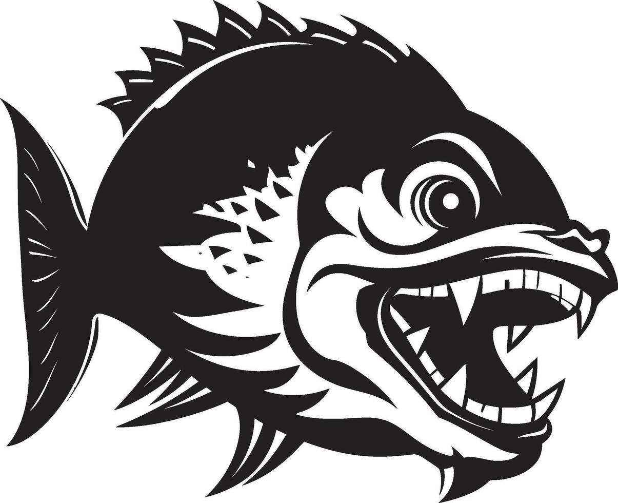 fauci di Pericolo elegante nero logo design con elegante piranha minaccioso predatore icona elegante emblema per un' Impressionante Immagine vettore