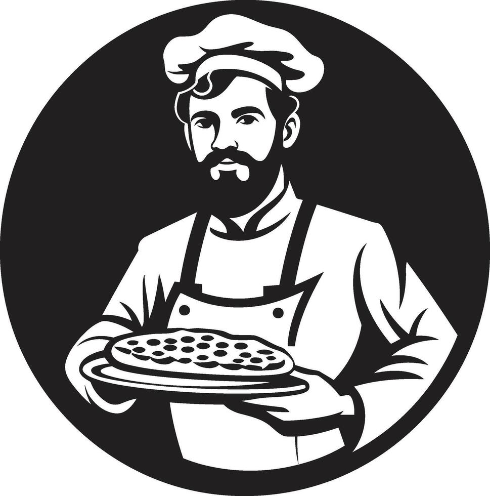 Pizza abilità artistica scatenato elegante nero logo con moderno culinario toccare saporito creazione elegante emblema per un' gustoso marca vettore