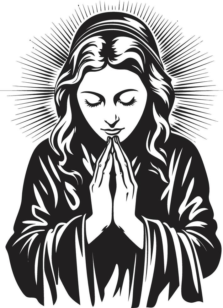 divine dettagli elegante nero iconico preghiere donna mani sacro colpi preghiere womans mani logo nel nero vettore