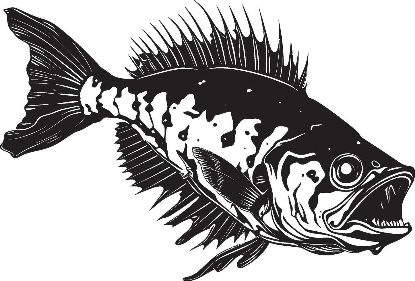 serrato spettro nero icona di predatore pesce scheletro logo design invisibile scheletro simbolo nero logo per predatore pesce scheletro vettore