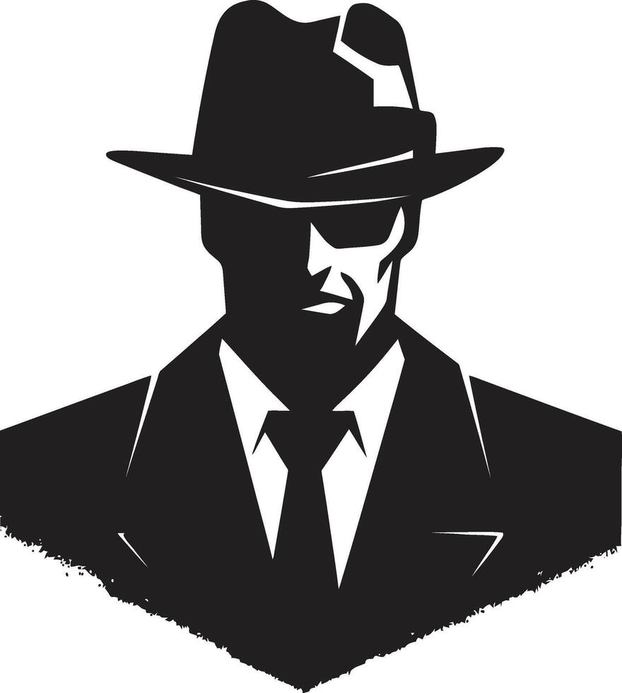 elegante enforcer insegne completo da uomo e cappello simbolo mafia monogramma completo da uomo e cappello emblema vettore