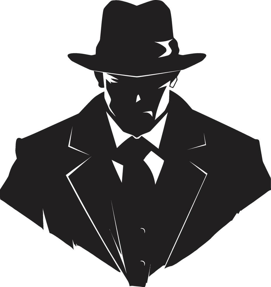 mafioso monarchia mafia completo da uomo e cappello noir nobiltà emblema di mafia eleganza vettore