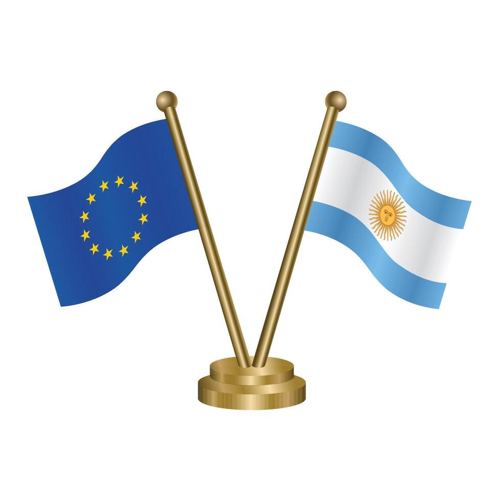 europeo unione e argentina tavolo bandiere. vettore illustrazione