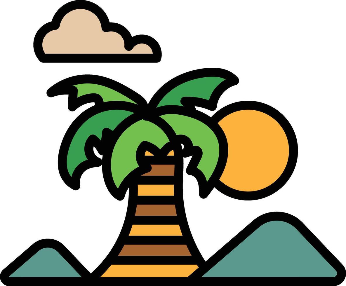un' palma albero è mostrato nel il primo piano vettore