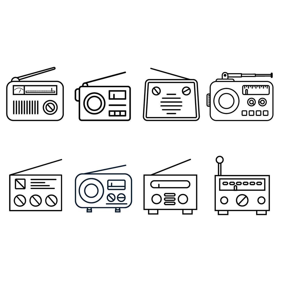 Radio icona impostare. Radio onda illustrazione cartello collezione. musica simbolo o logo. vettore