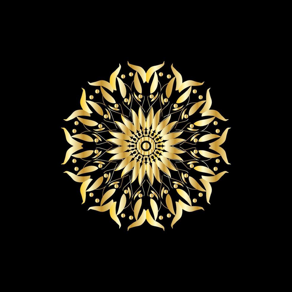 mandala. oro decorativo elemento. immagine per colorazione. astratto circolare ornamento con stilizzato le foglie vettore