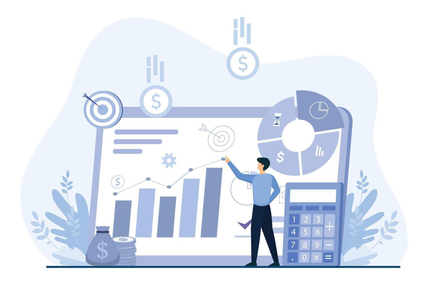 finanza attività commerciale piatto illustrazione design vettore