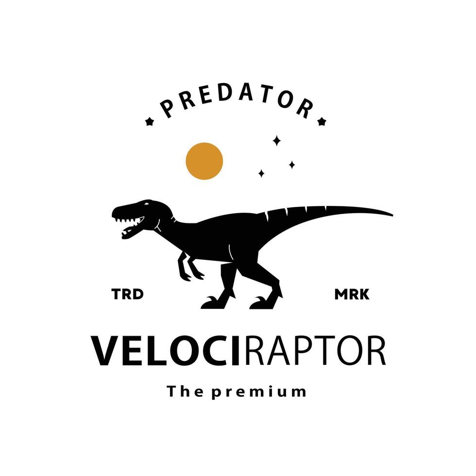 Vintage ▾ fricchettone dinosauro, velociraptor logo silhouette arte icona vettore