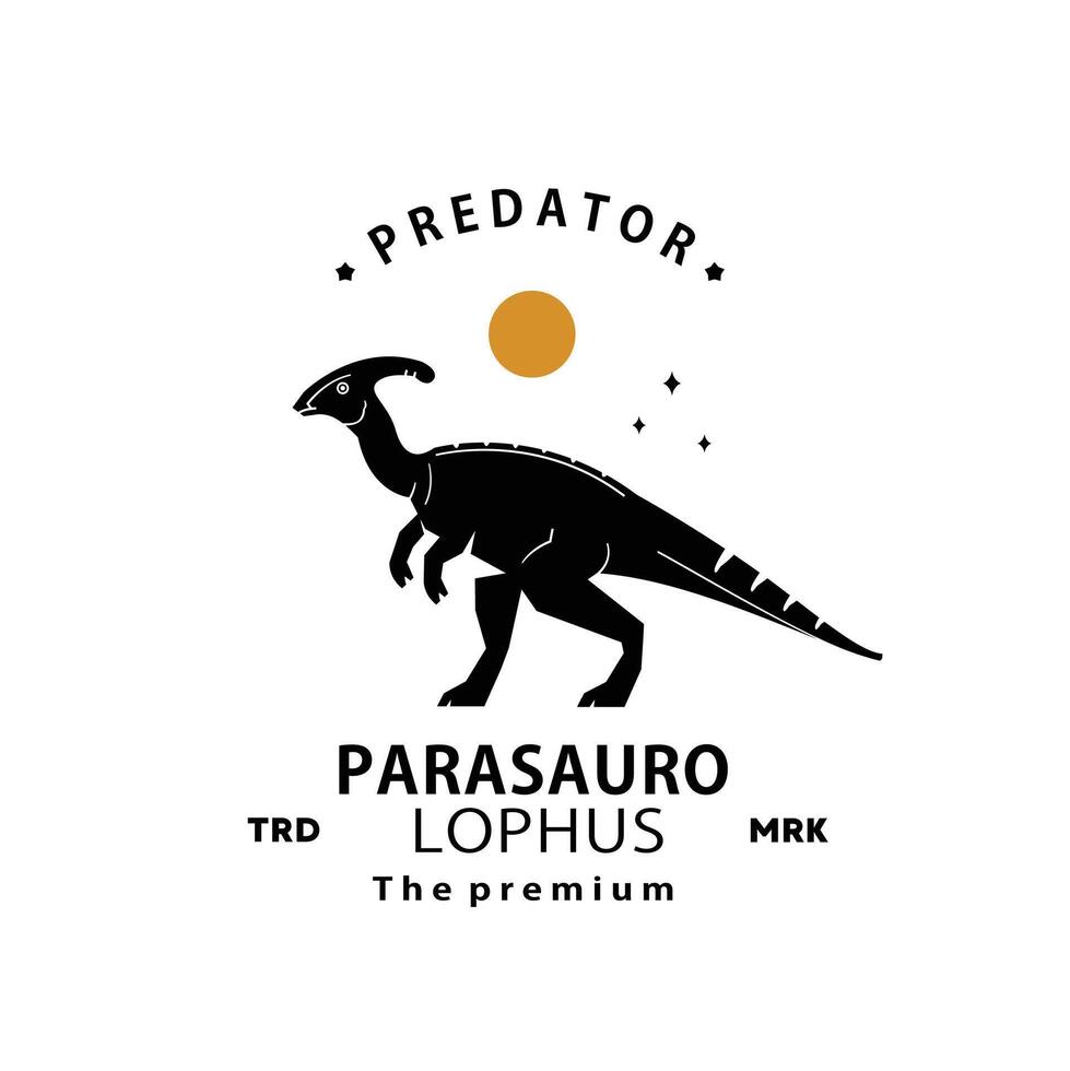 Vintage ▾ fricchettone dinosauro, Parasaurolophus logo silhouette arte icona vettore