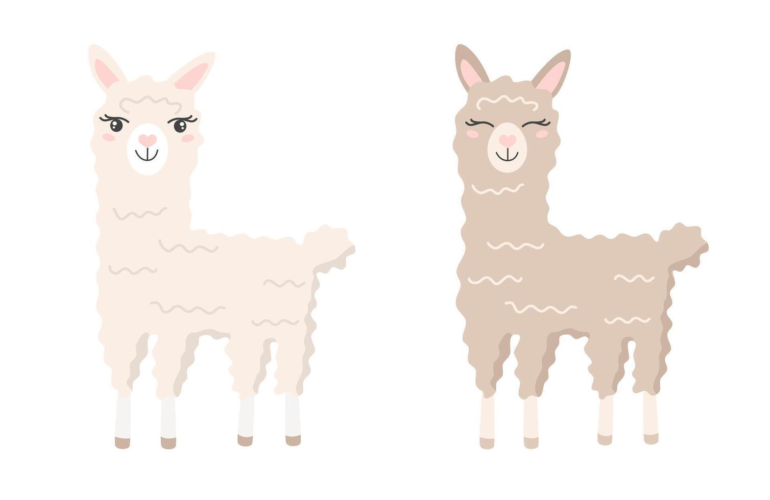 carino cartone animato mano disegnare lama, alpaca. personaggio per il logo, mascotte, design. vettore