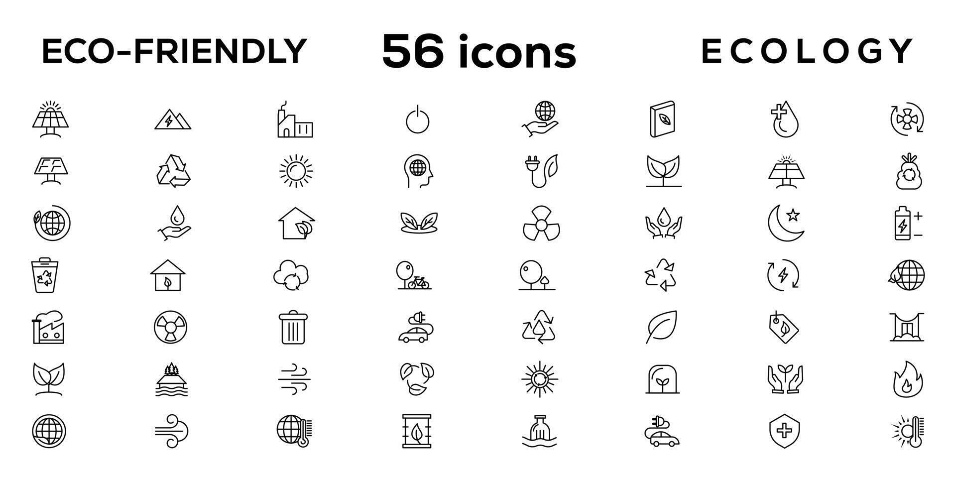 mega impostato di ecologia icone nel di moda linea stile. grande impostato icone collezione vettore