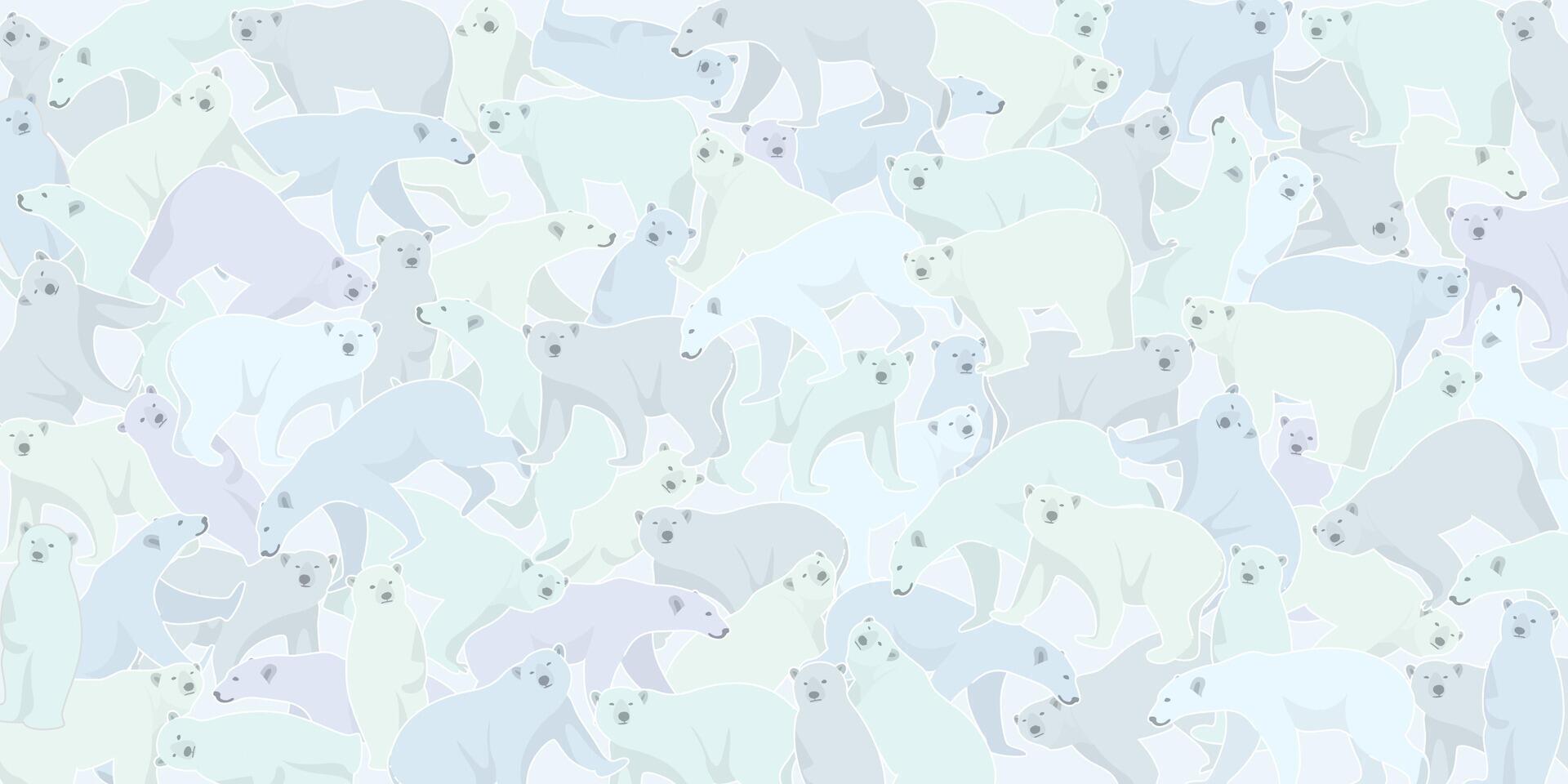 polare orso modello sfondo monocromatico di leggero blu e verde con bianca colore schema illustrazione. vettore