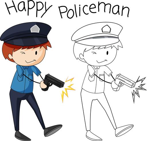 Doodle personaggio di polizia semplice vettore