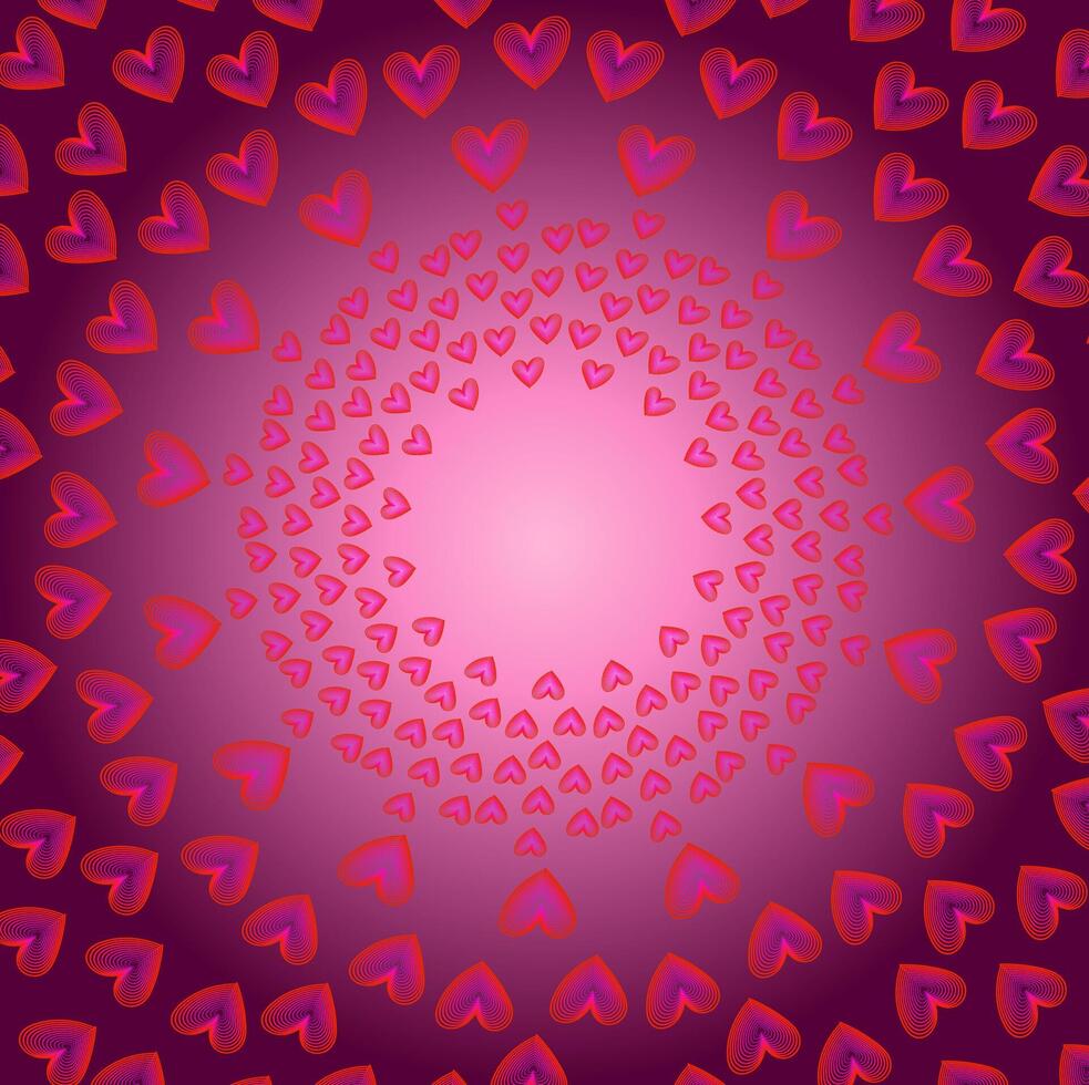 astratto rosa sfondo nel il modulo di un' modello di cuori disposte nel un' cerchio vettore