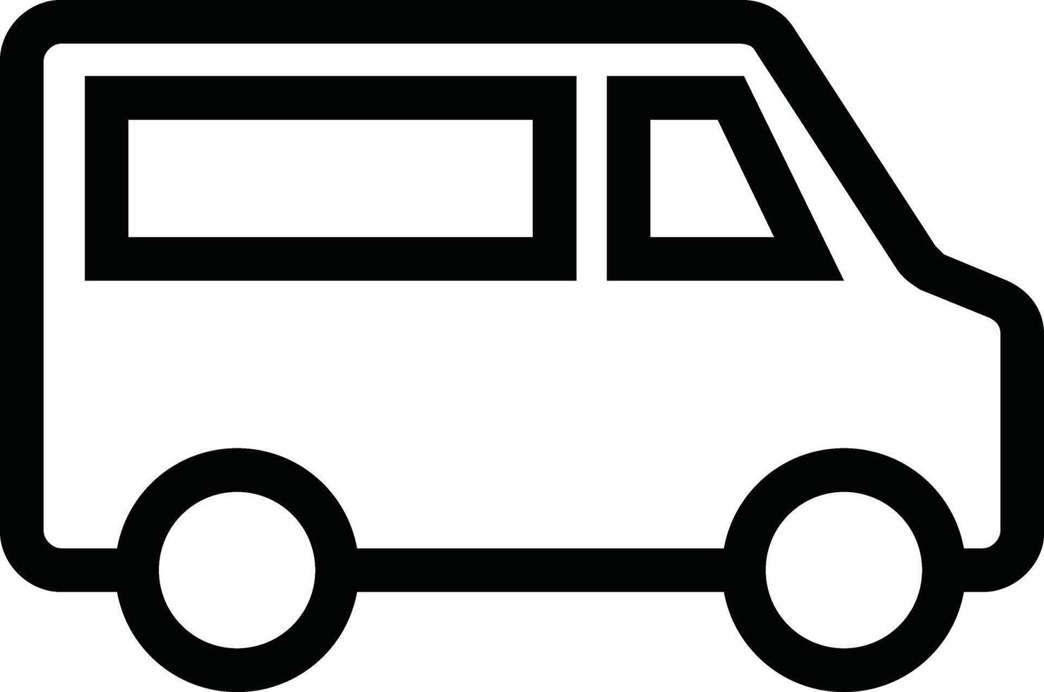 un' nero e bianca furgone icona su un' bianca sfondo vettore