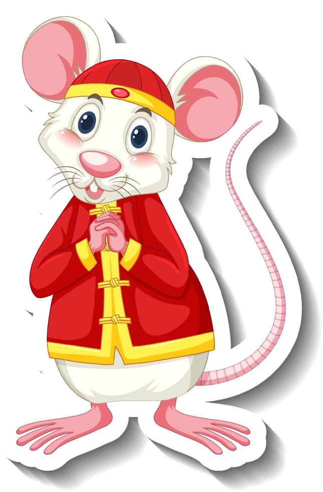 ratto bianco in costume cinese personaggio dei cartoni animati vettore
