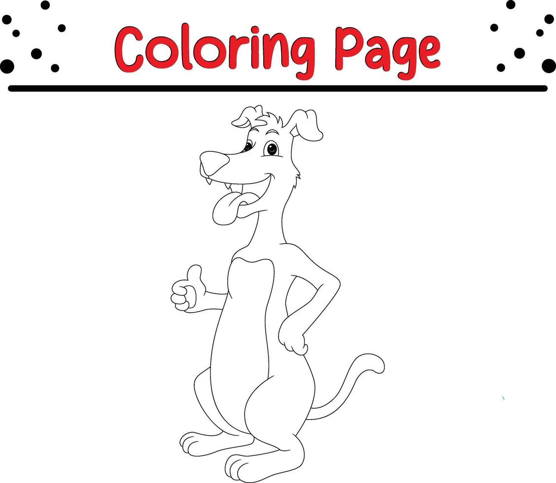 carino cane pollici su colorazione pagina. colorazione libro per bambini vettore